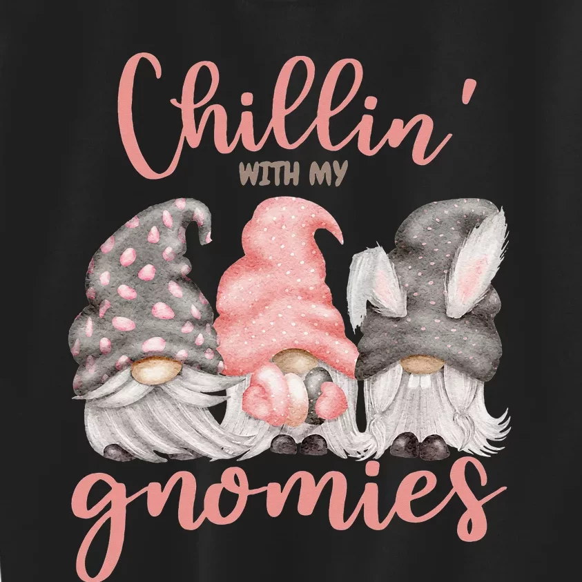 Chillin With My Gnomies Easter Gnome Bunny Ears Hunting Kids Sweatshirt