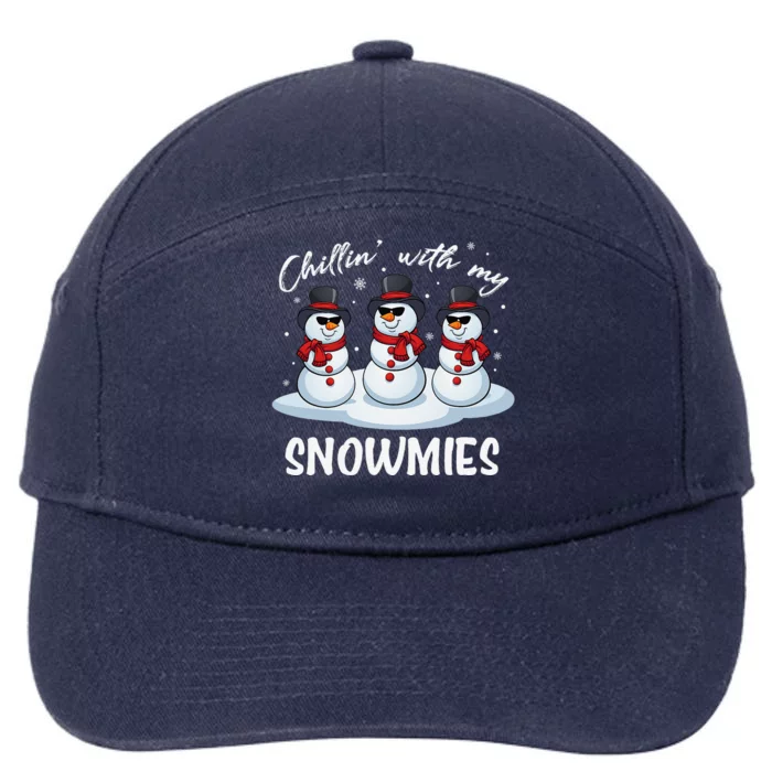 Chillin With My Snowmies Teacher Christmas Snowman Pajamas 7-Panel Snapback Hat