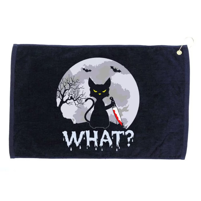 CAT WHAT Murderous Black Cat With Knife Halloween Costume Grommeted Golf Towel