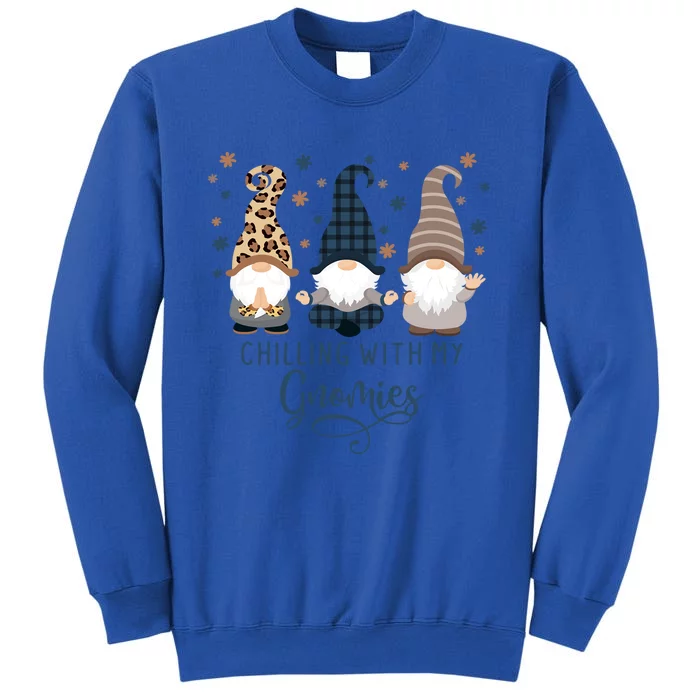 Chilling With My Gnomies Blue Brown Autumn Gnomes Gardening Gift Sweatshirt