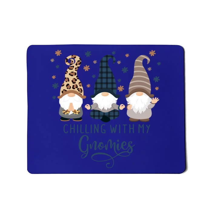 Chilling With My Gnomies Blue Brown Autumn Gnomes Gardening Gift Mousepad