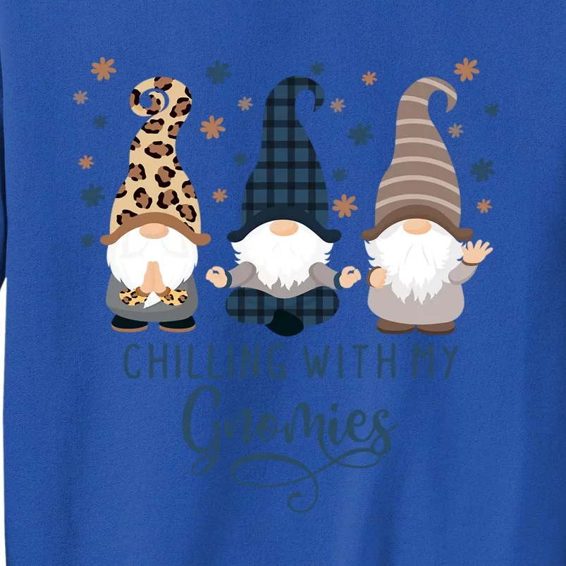 Chilling With My Gnomies Blue Brown Autumn Gnomes Gardening Gift Tall Sweatshirt