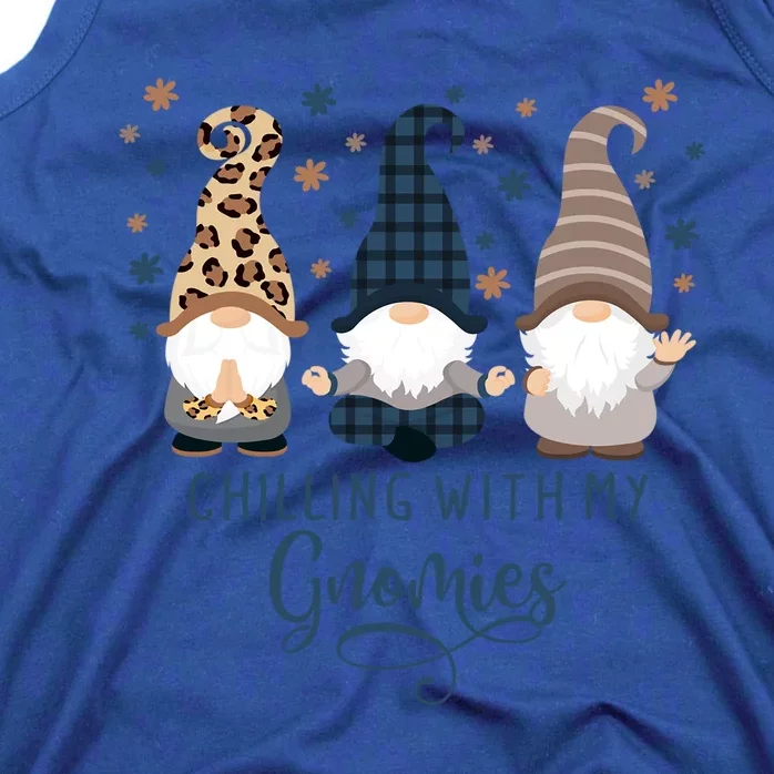 Chilling With My Gnomies Blue Brown Autumn Gnomes Gardening Gift Tank Top