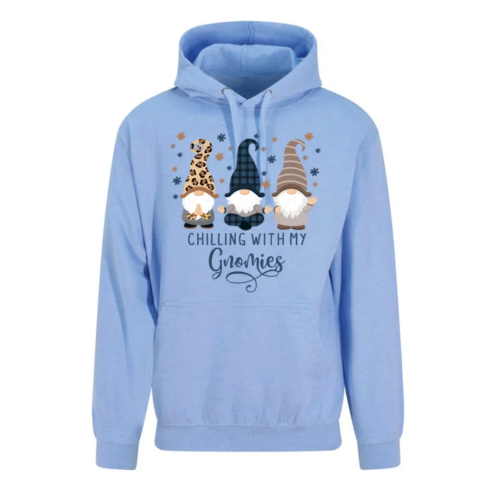 Chilling With My Gnomies Blue Brown Autumn Gnomes Gardening Gift Unisex Surf Hoodie