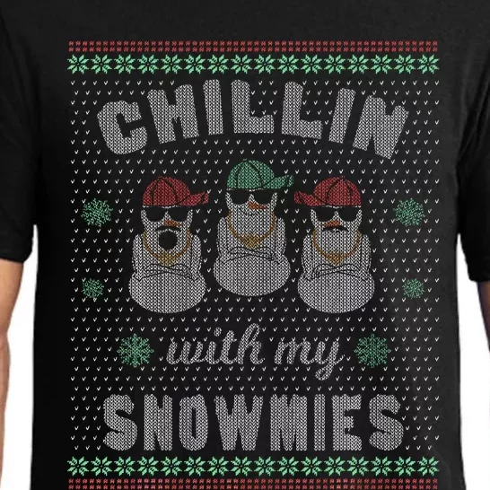 Chillin With My Snowmies Ugly Christmas Snowman Gift Pajama Set