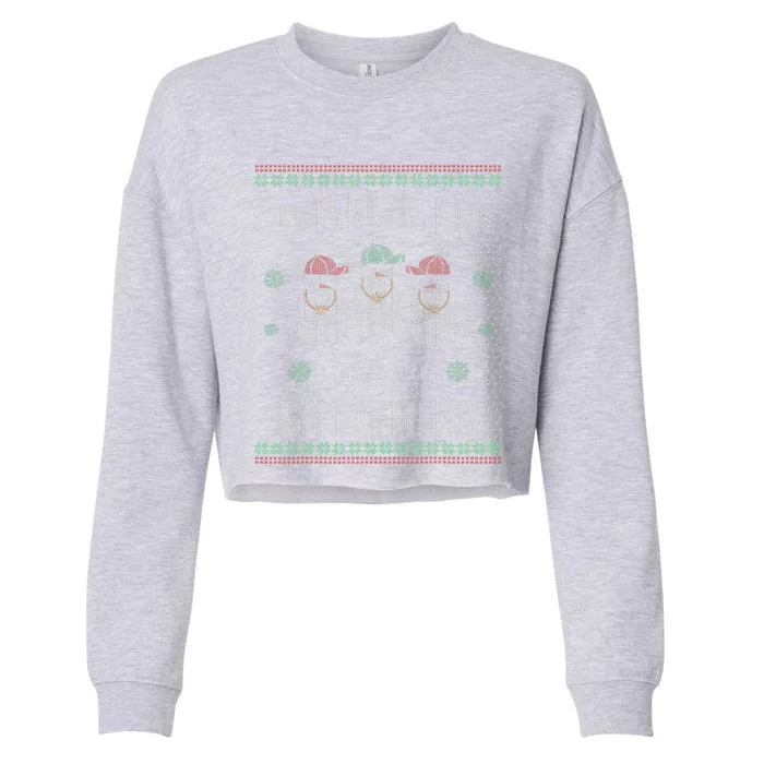 Chillin With My Snowmies Ugly Christmas Snowman Gift Cropped Pullover Crew