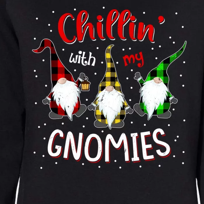 Chillin With My Gnomies Gnome Lover Xmas Buffalo Plaid Womens California Wash Sweatshirt