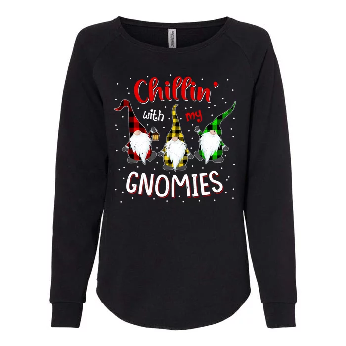 Chillin With My Gnomies Gnome Lover Xmas Buffalo Plaid Womens California Wash Sweatshirt