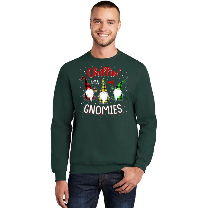 Chillin With My Gnomies Gnome Lover Xmas Buffalo Plaid Tall Sweatshirt