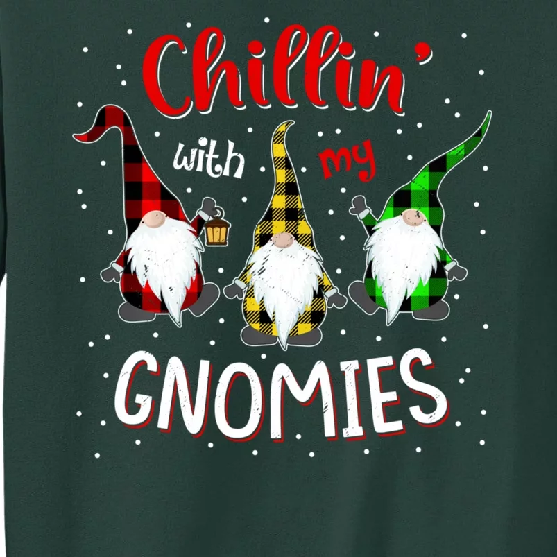 Chillin With My Gnomies Gnome Lover Xmas Buffalo Plaid Tall Sweatshirt