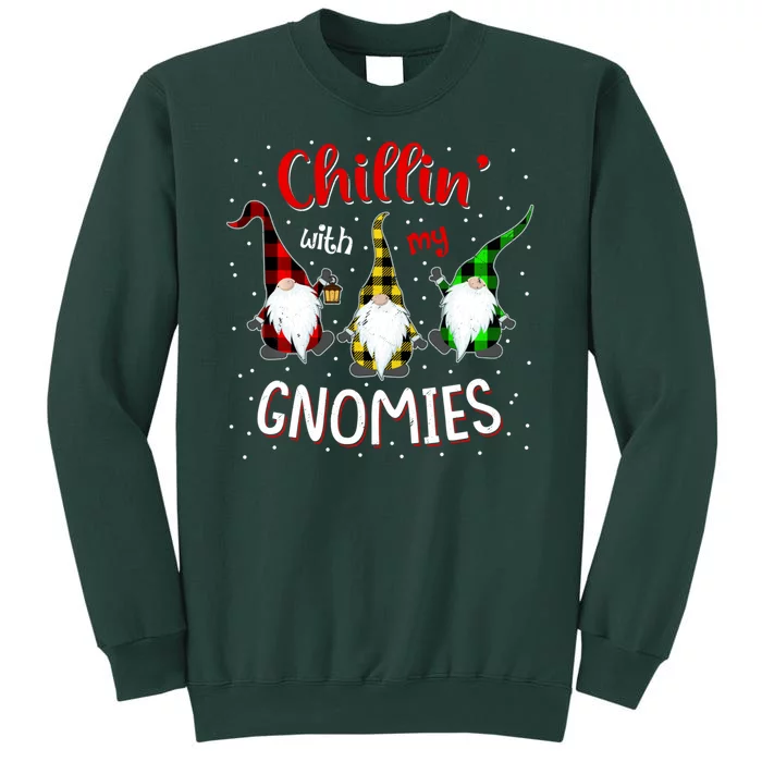 Chillin With My Gnomies Gnome Lover Xmas Buffalo Plaid Tall Sweatshirt