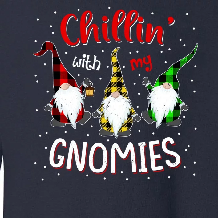 Chillin With My Gnomies Gnome Lover Xmas Buffalo Plaid Toddler Sweatshirt