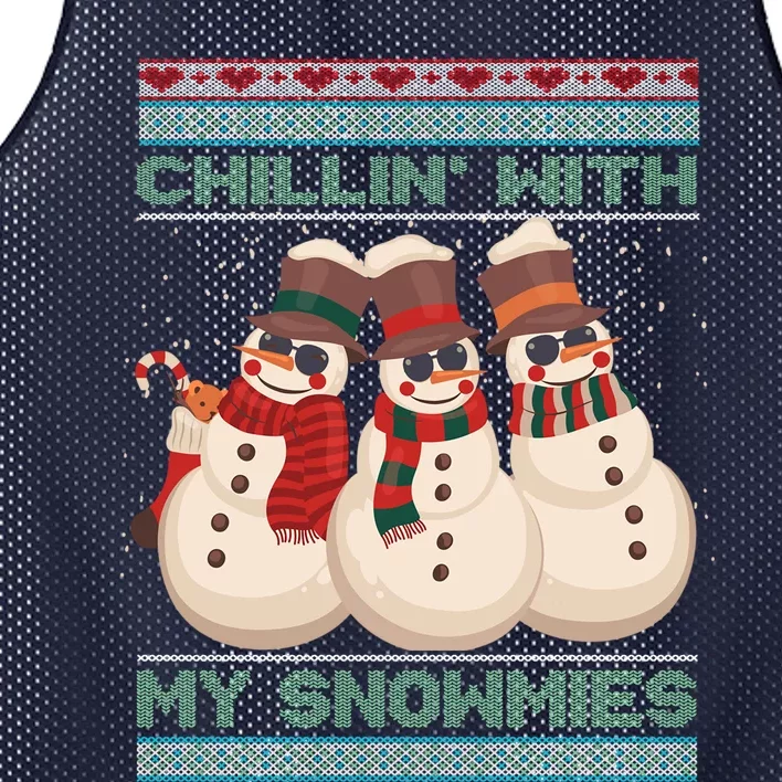 Chillin With My Snowmies Xmas Snowman Mesh Reversible Basketball Jersey Tank