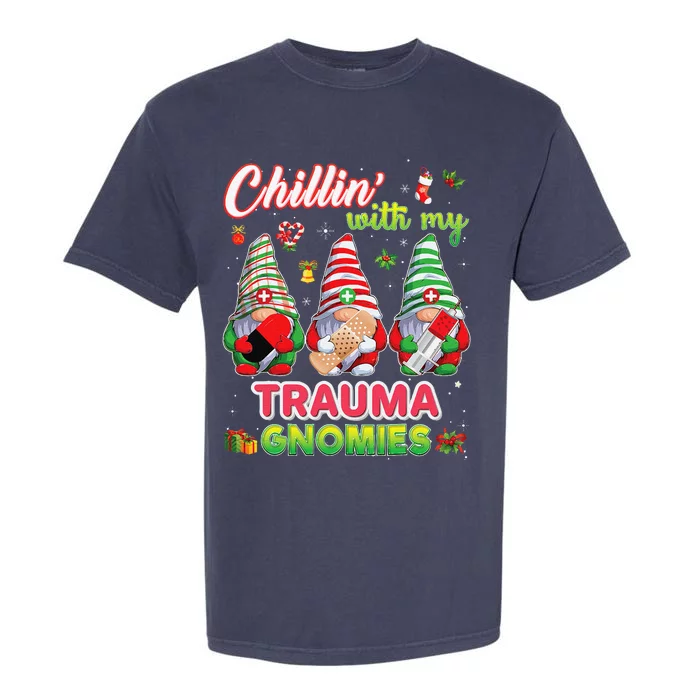 Chillin With My Trauma Gnomies Nurse Christmas Gnomes Xmas Garment-Dyed Heavyweight T-Shirt