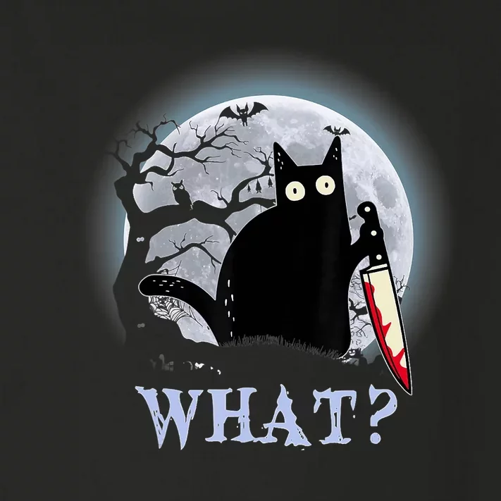 Cat What? Murderous Black Cat With Knife Halloween Funny Cat Lovers Toddler Long Sleeve Shirt