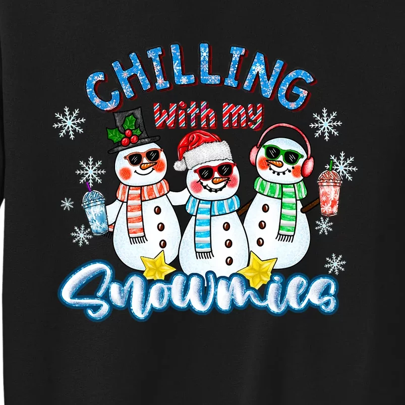 Chillin With My Snowmies Santa Snowman Gift Ugly Christmas Sweatshirt