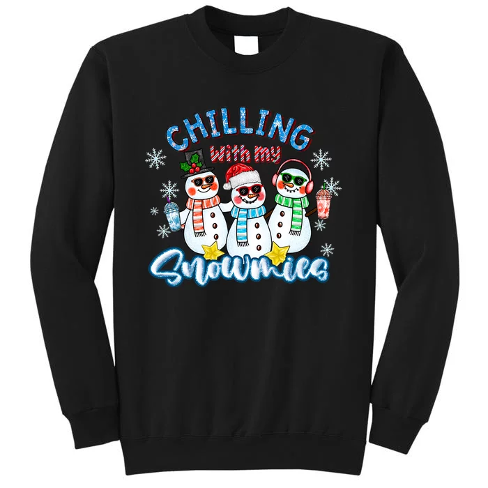 Chillin With My Snowmies Santa Snowman Gift Ugly Christmas Sweatshirt