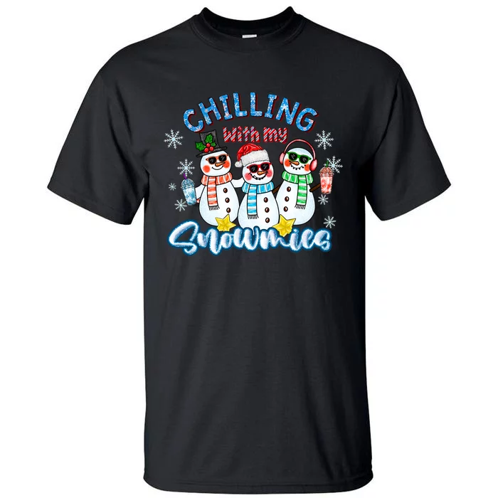 Chillin With My Snowmies Santa Snowman Gift Ugly Christmas Tall T-Shirt