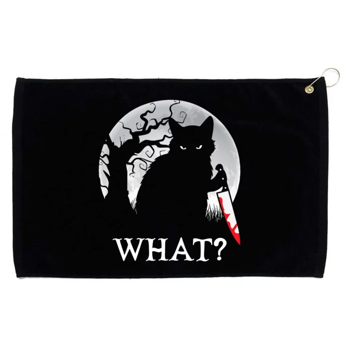 Cat What? Murderous Black Cat With Knife Halloween Cat Black Cat Lover Gift Grommeted Golf Towel