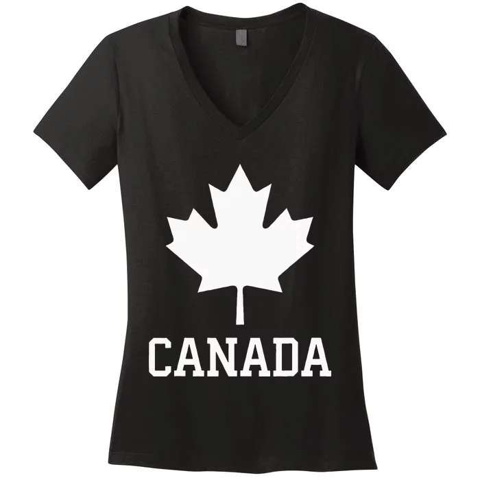 Canada Women Men Kids Canadian Maple Flag Canada Day Women's V-Neck T-Shirt