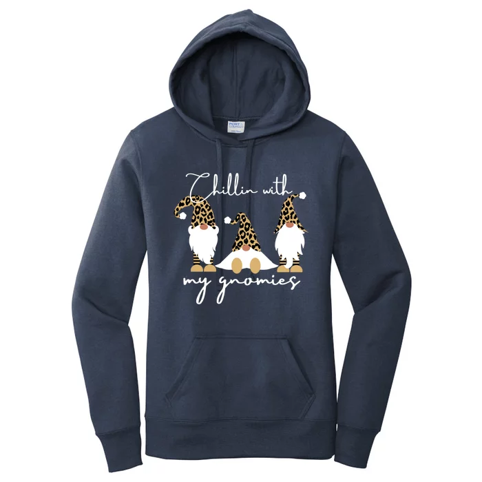 Chillin With My Gnomies Leopard Print Gnomes S Cool Gift Women's Pullover Hoodie