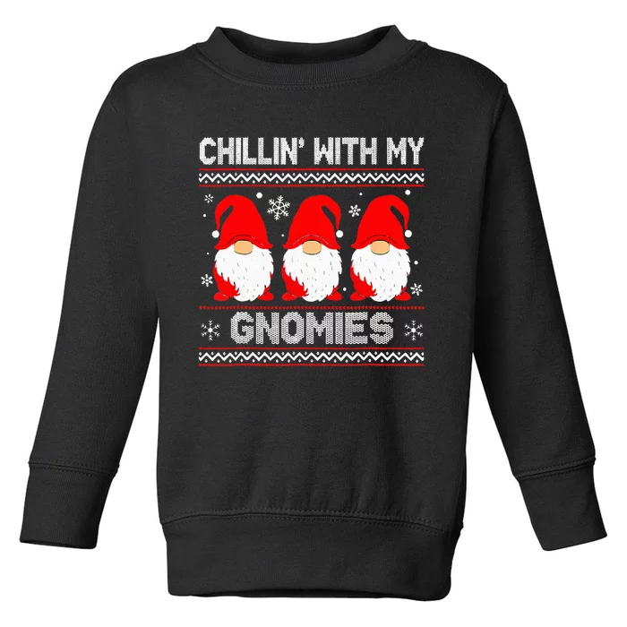 Chillin With My Gnomies Matching Family Christmas Gnome Toddler Sweatshirt