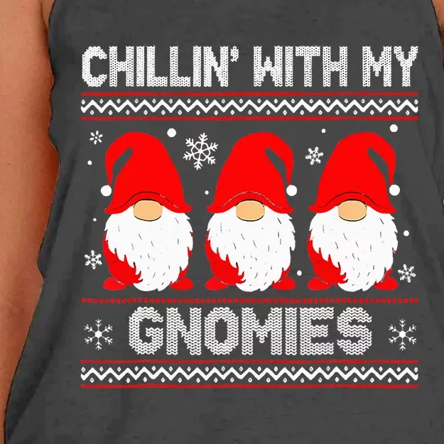 Chillin With My Gnomies Matching Family Christmas Gnome Women's Knotted Racerback Tank