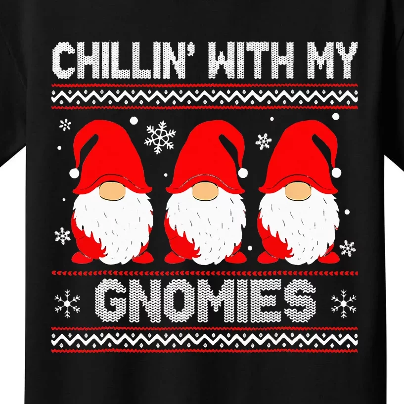 Chillin With My Gnomies Matching Family Christmas Gnome Kids T-Shirt