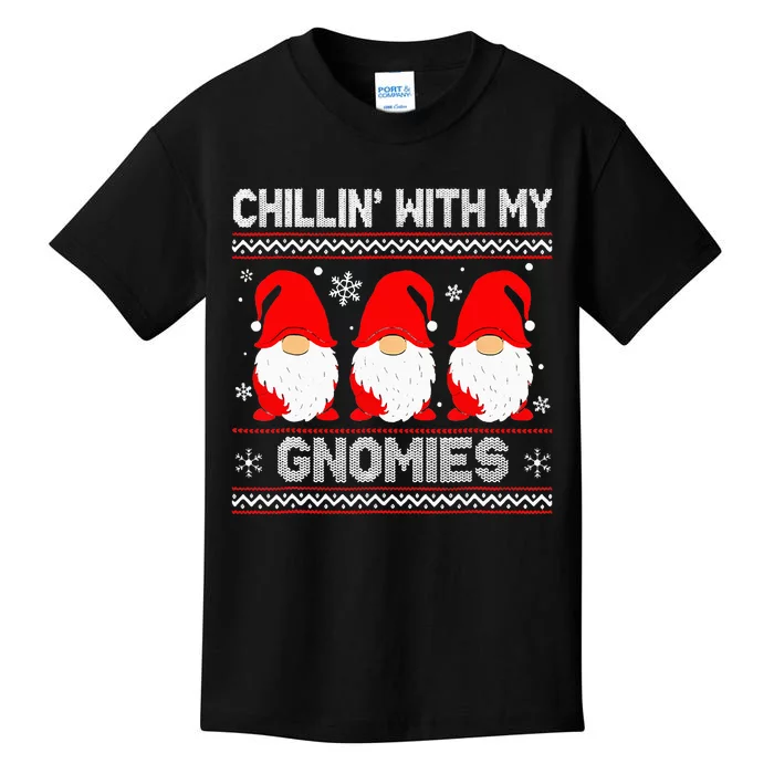 Chillin With My Gnomies Matching Family Christmas Gnome Kids T-Shirt