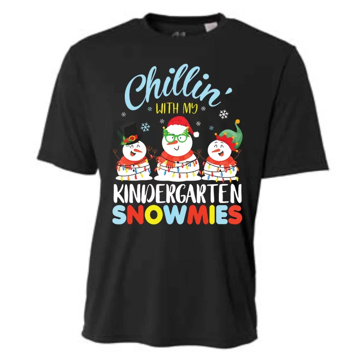 Chillin With My Kindergarten Snowmies Teacher Christmas Xmas Cooling Performance Crew T-Shirt