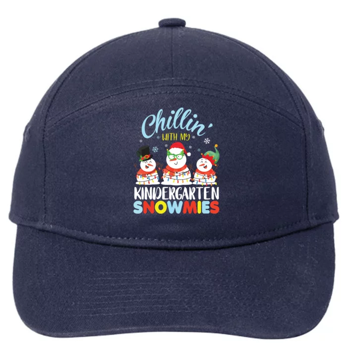 Chillin With My Kindergarten Snowmies Teacher Christmas Xmas 7-Panel Snapback Hat