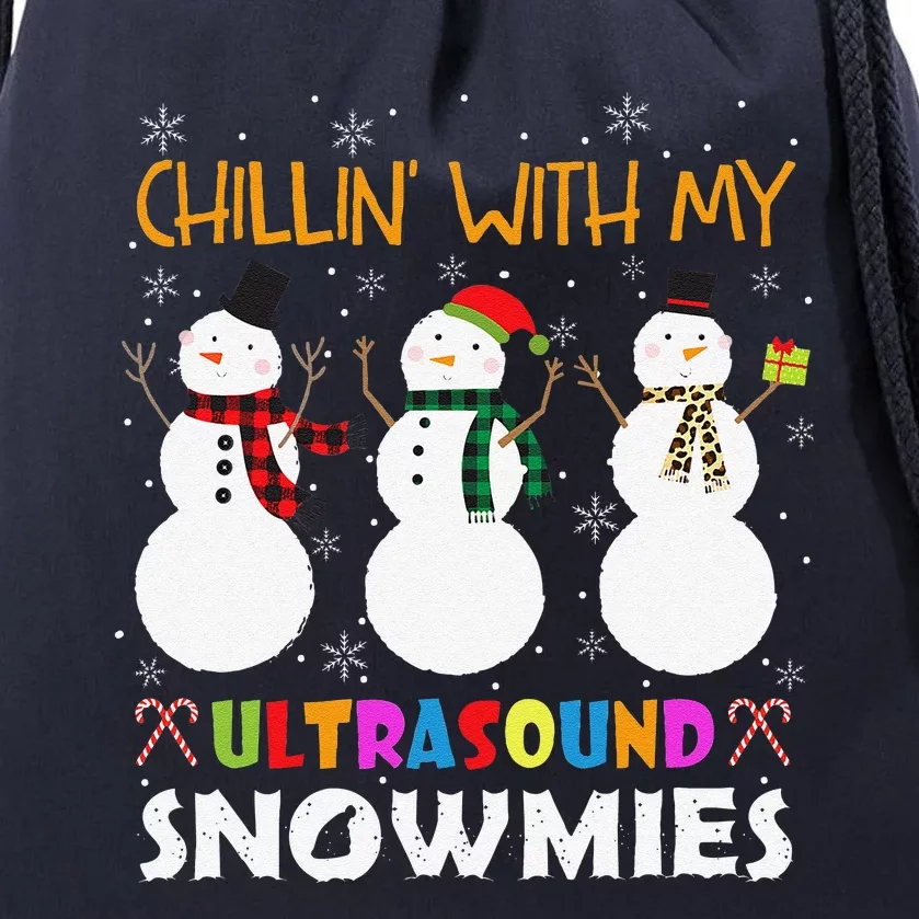 Chillin With My Ultrasound Tech Snowmies Technicians Xmas Drawstring Bag