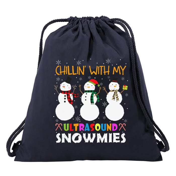 Chillin With My Ultrasound Tech Snowmies Technicians Xmas Drawstring Bag