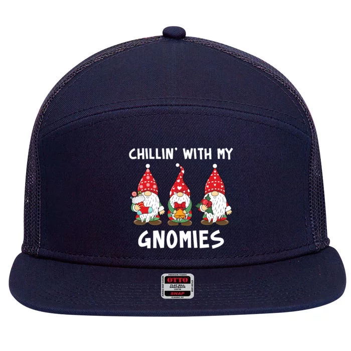 Chillin With My Gnomies Christmas Holiday 7 Panel Mesh Trucker Snapback Hat