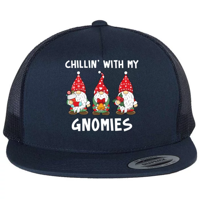 Chillin With My Gnomies Christmas Holiday Flat Bill Trucker Hat