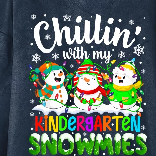 Chillin With My Kindergarten Snowmies Kindergarten Teacher Gift Hooded Wearable Blanket