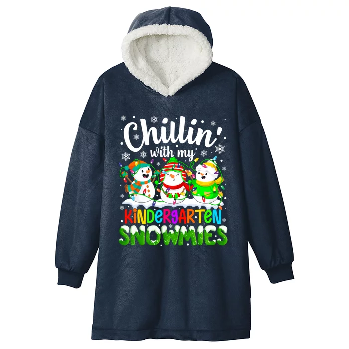 Chillin With My Kindergarten Snowmies Kindergarten Teacher Gift Hooded Wearable Blanket