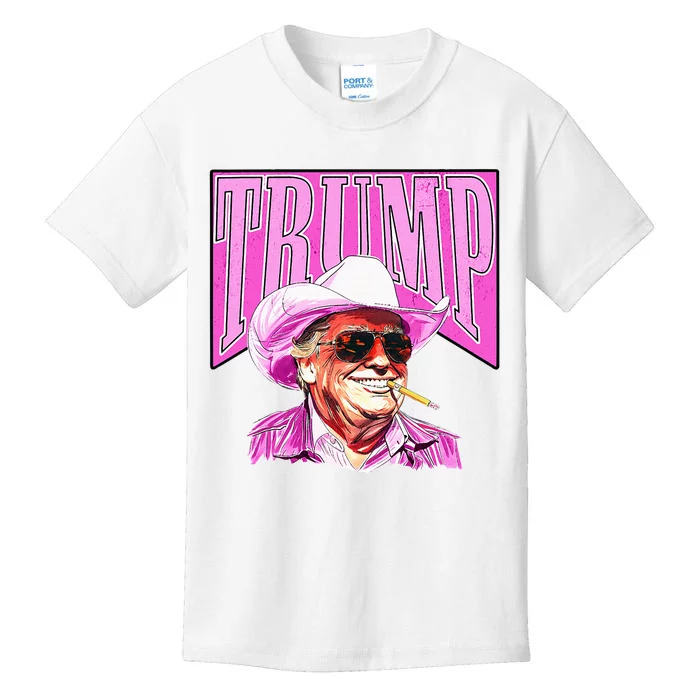 Cowboy Western Make America Great Pink Kids T-Shirt