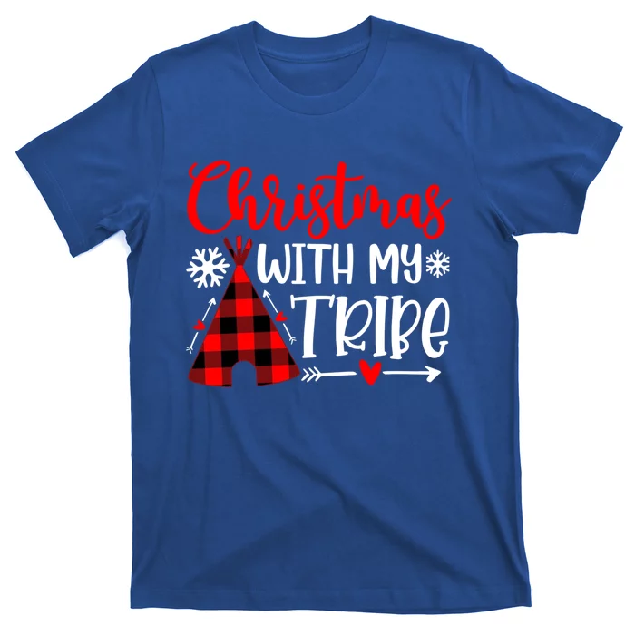 Christmas With My Tribe Red Plaid Family Matching Outfit Gift T-Shirt