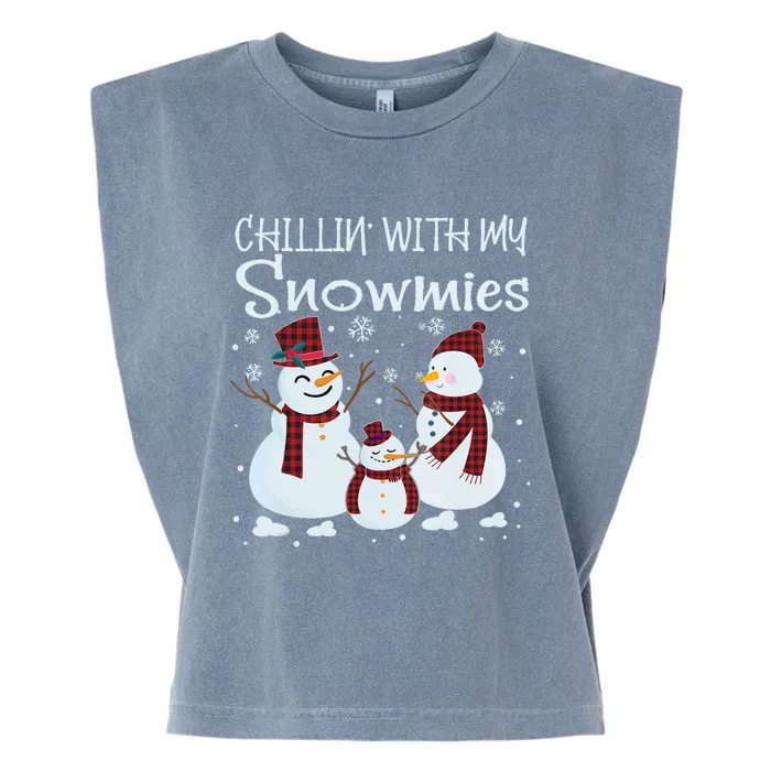 Chillin With My Snowmies Family Pajamas Snow Christmas Meaningful Gift Garment-Dyed Women's Muscle Tee