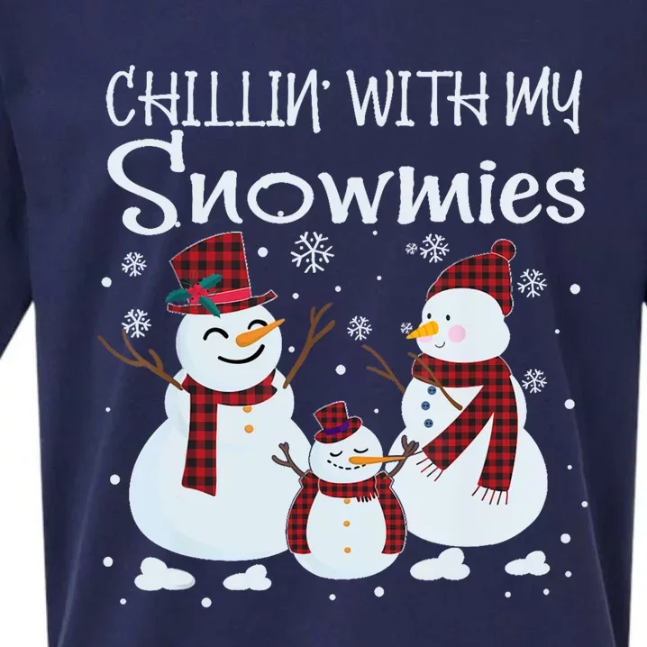 Chillin With My Snowmies Family Pajamas Snow Christmas Meaningful Gift Sueded Cloud Jersey T-Shirt