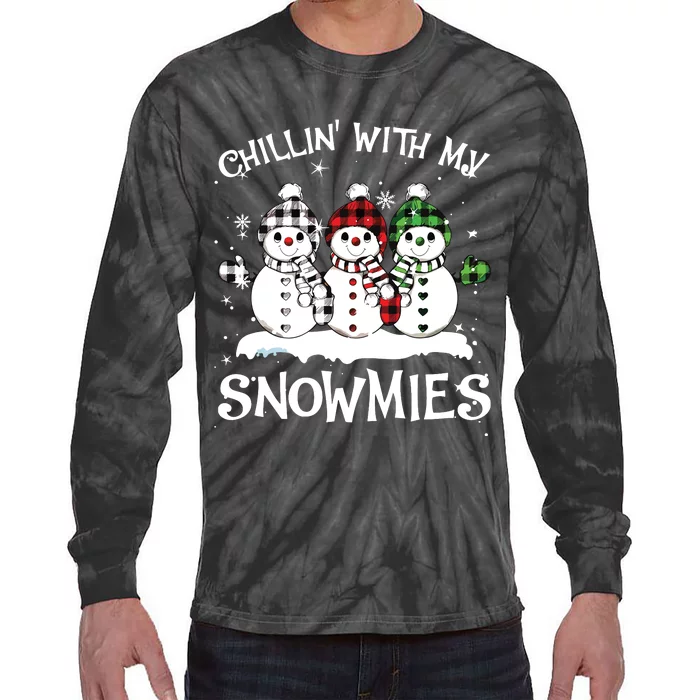 Chillin With My Snowmies Family Pajamas Snowman Christmas Tie-Dye Long Sleeve Shirt