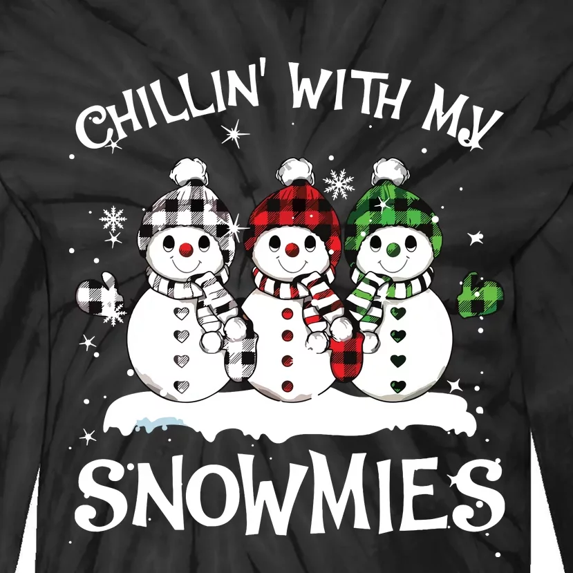 Chillin With My Snowmies Family Pajamas Snowman Christmas Tie-Dye Long Sleeve Shirt