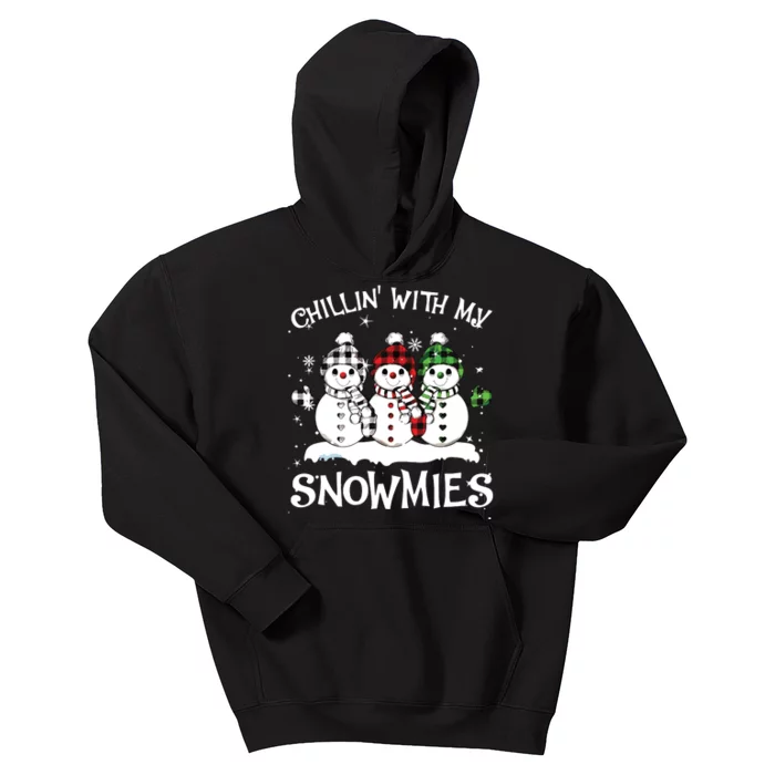 Chillin With My Snowmies Family Pajamas Snowman Christmas Kids Hoodie