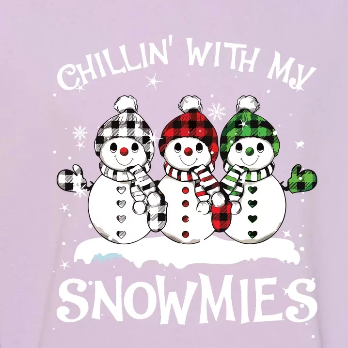 Chillin With My Snowmies Family Pajamas Snowman Christmas Garment-Dyed Sweatshirt