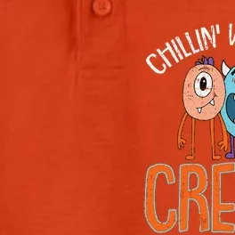 Chillin With My Creeps Lazy Halloween Costume Funny Skeleton Dry Zone Grid Performance Polo