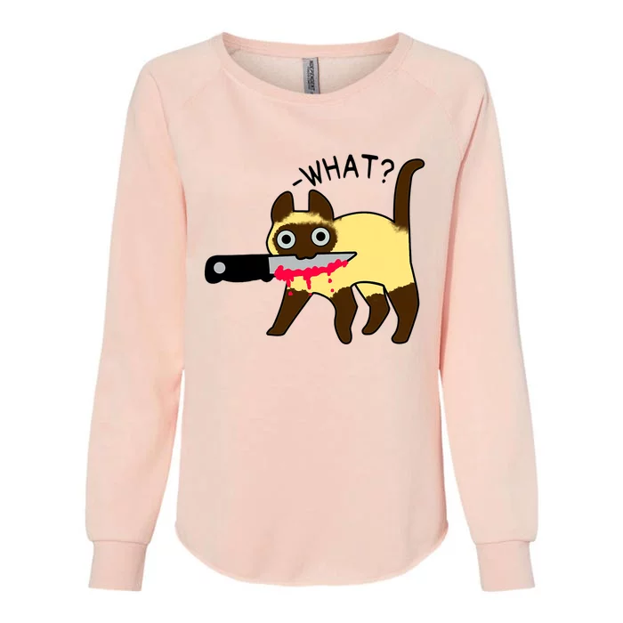 Cat What? Murderous Siamese Cat With Knife Halloween Costume Womens California Wash Sweatshirt