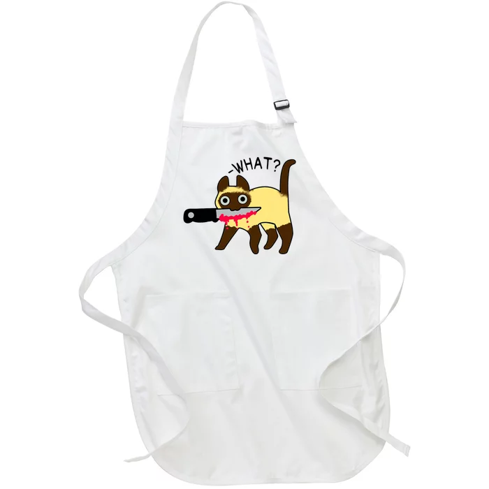 Cat What? Murderous Siamese Cat With Knife Halloween Costume Full-Length Apron With Pocket