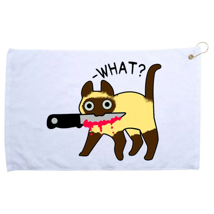 Cat What? Murderous Siamese Cat With Knife Halloween Costume Grommeted Golf Towel