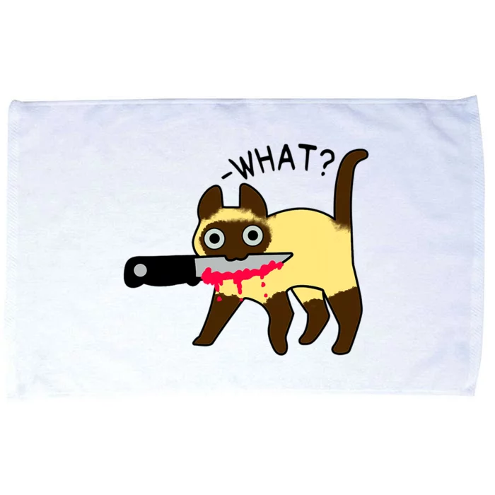 Cat What? Murderous Siamese Cat With Knife Halloween Costume Microfiber Hand Towel